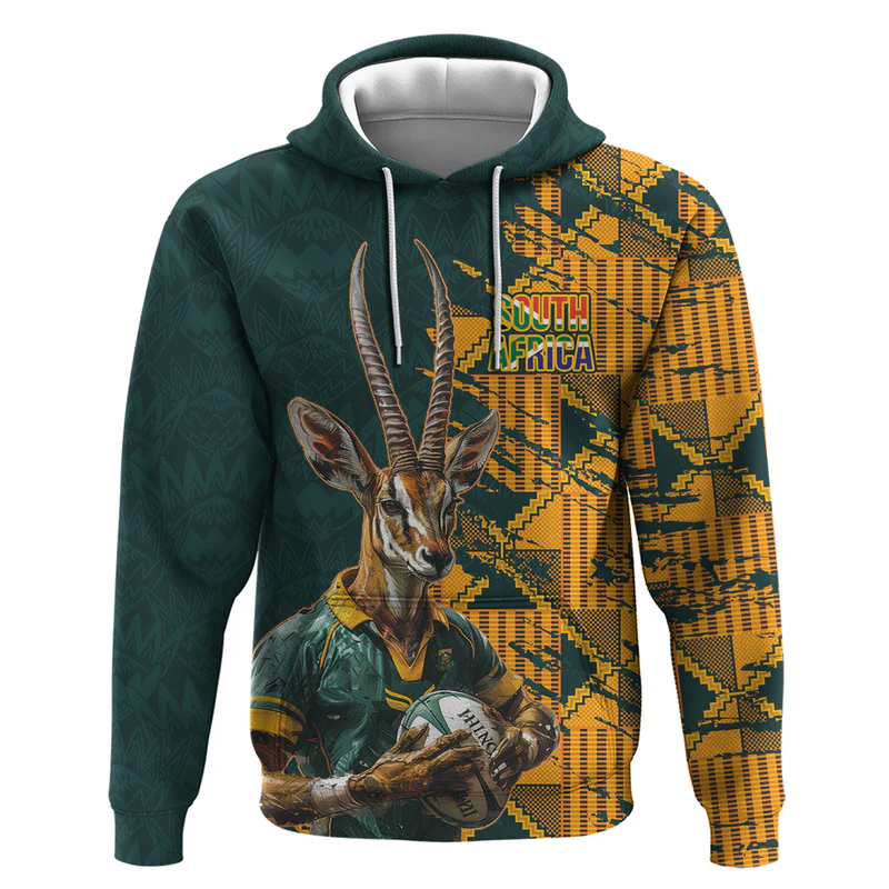South Africa Rugby Hoodie The Springboks Mascot Sporty Version