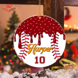 Personalized Baseball 2D Flat Christmas Ornament