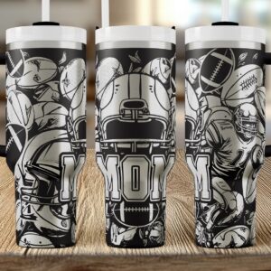 Football Mom Themed 360 Degree Laser Engraved tumbler 40oz