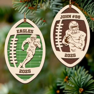 Personalized NFL Team Flat 2-Layer Wood Christmas Ornament