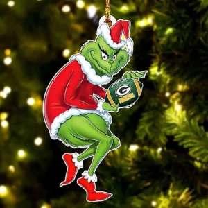 Personalized Grinch NFL Team 2D Flat Acrylic Christmas Ornament