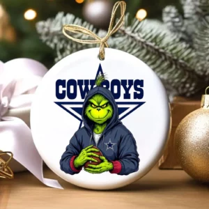 Personalized NFL Team COWBOYS Grinch 2D Flat Acrylic Christmas Ornament
