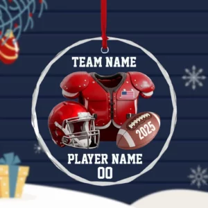 Personalized NFL Team Glass Christmas Ornament
