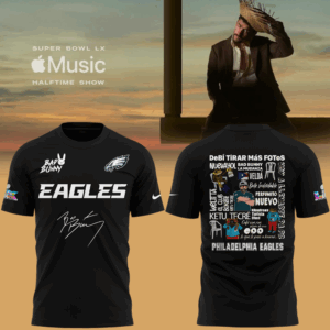 Limited Edition Bad Bunny x Philadelphia Eagles 2025 Black Tshirt