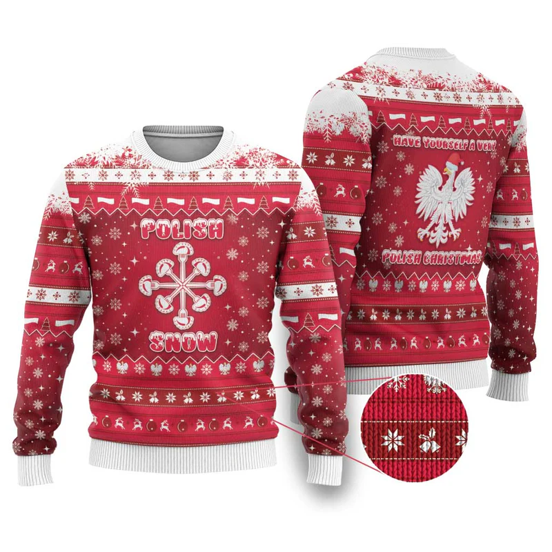 Poland Christmas Ugly Christmas Sweater Pierogi Polish Snow