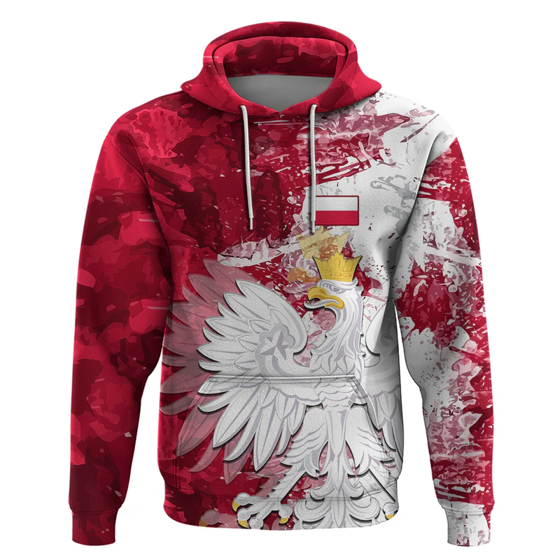 Poland Hoodie Polska Coat Of Arms Flag Style