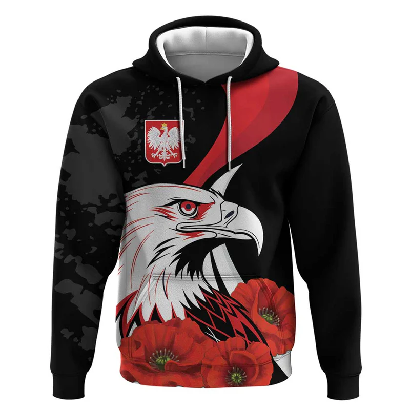 Poland Eagle Hoodie Rzeczpospolita Polska Poppy Flower