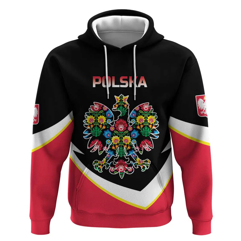 Poland Wycinanki Eagle Hoodie Polish Traditional Floral Folk Pattern