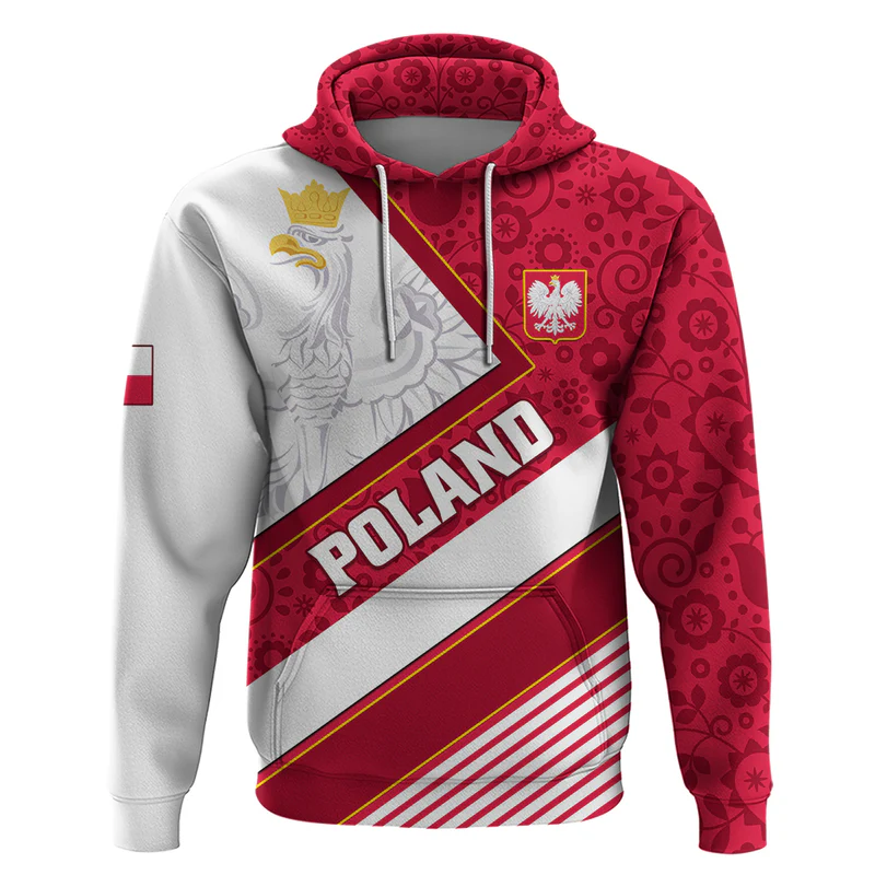 Poland Independence Day Hoodie Polska White Eagle Polish Floral Pattern