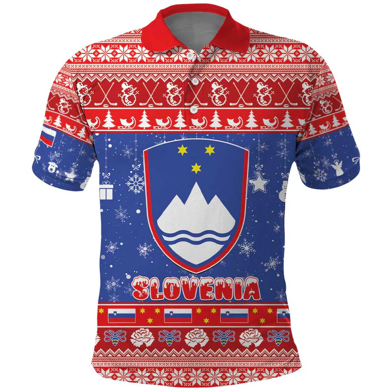 Slovenia Christmas Polo Shirt Coat Of Arms Vesel Bozic