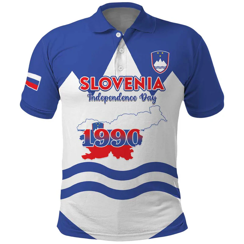 Slovenia Independence Day Polo Shirt Flag Map With Coat Of Arms