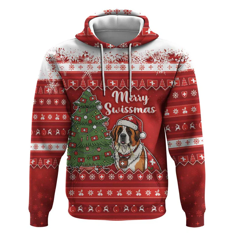 Switzerland Christmas Hoodie Saint Bernard Merry Swissmas