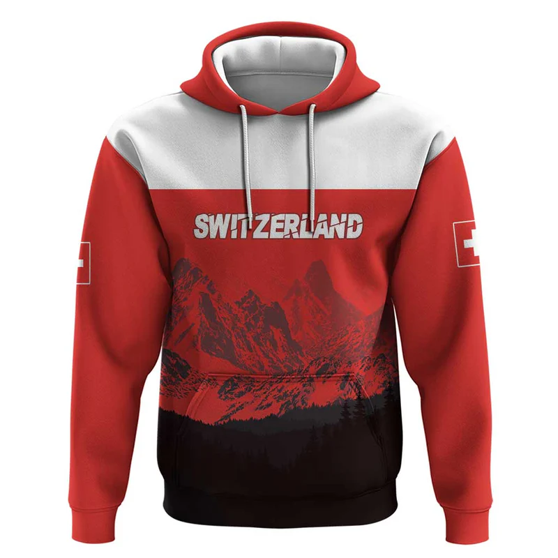 Switzerland Football Hoodie Swiss Alps