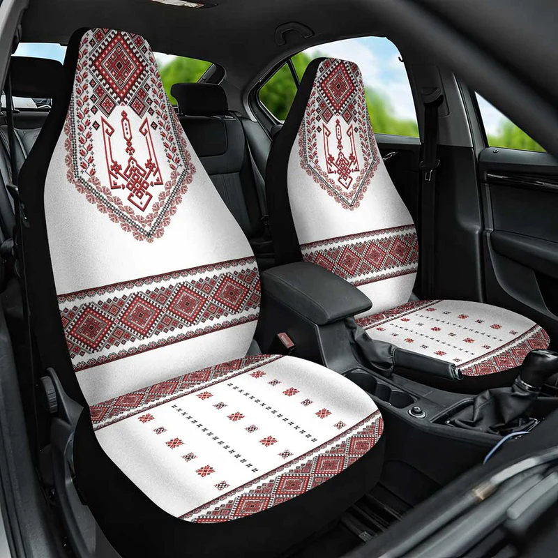 Ukraine Vyshyvanka Inspired Patterns Car Seat Cover White