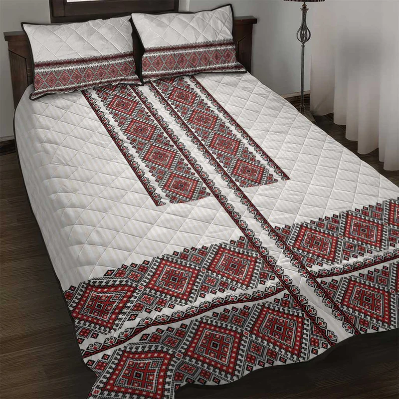 Ukraine Vyshyvanka Day Quilt Bed Set Ukrainian Folk Seamless