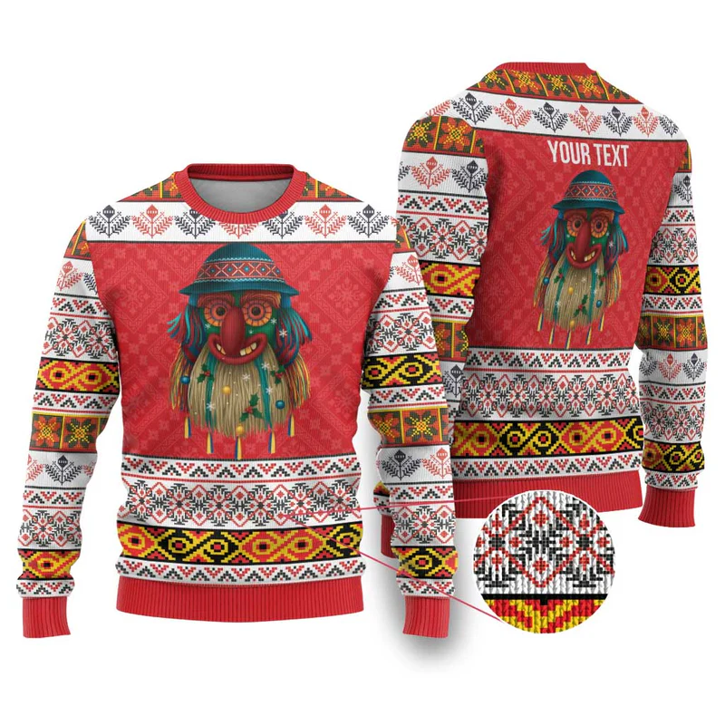 Romania Christmas Ugly Christmas Sweater Romanian Folk Mask