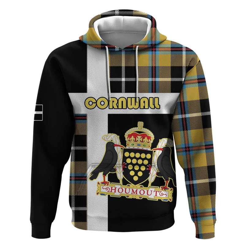 Personalized Cornwall Hoodie Coat Of Arms – Cornish Tartan