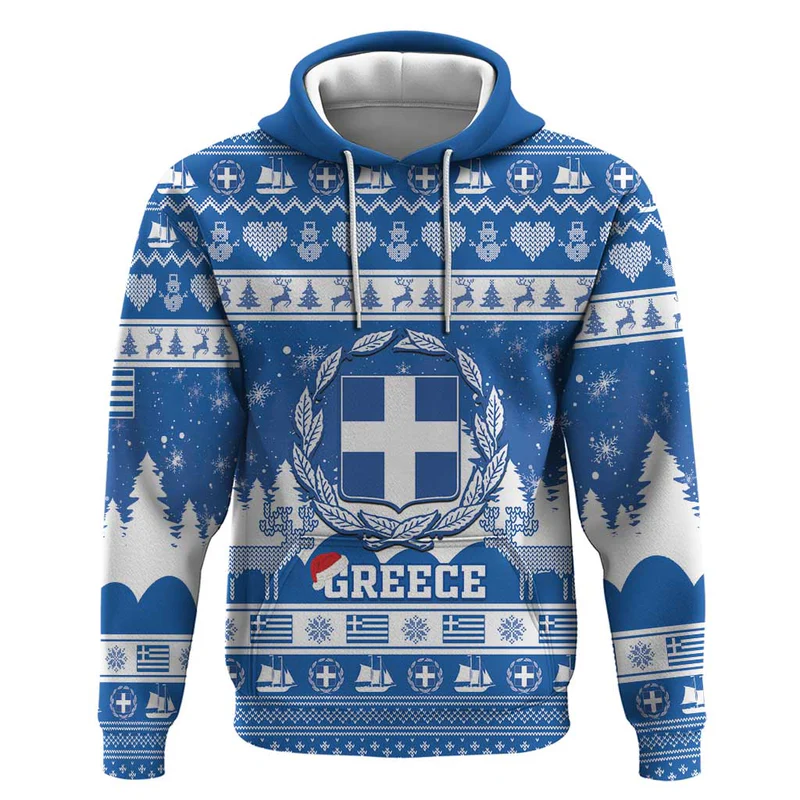 Greece Christmas Hoodie Coat Of Arms Kala Cristouyenna