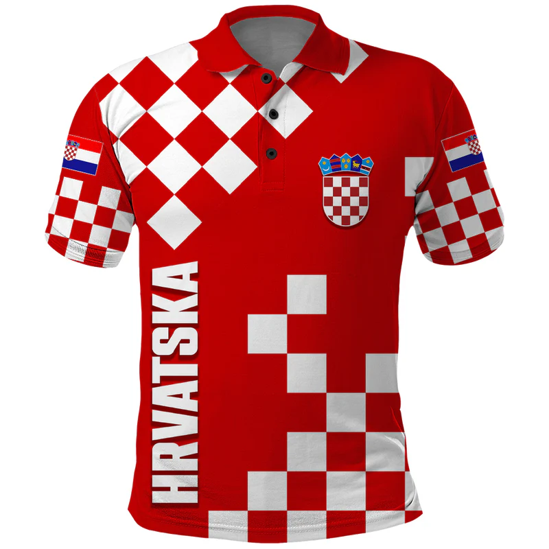 Croatia Polo Shirt National Day Checkerboard Hrvatska Simple Style