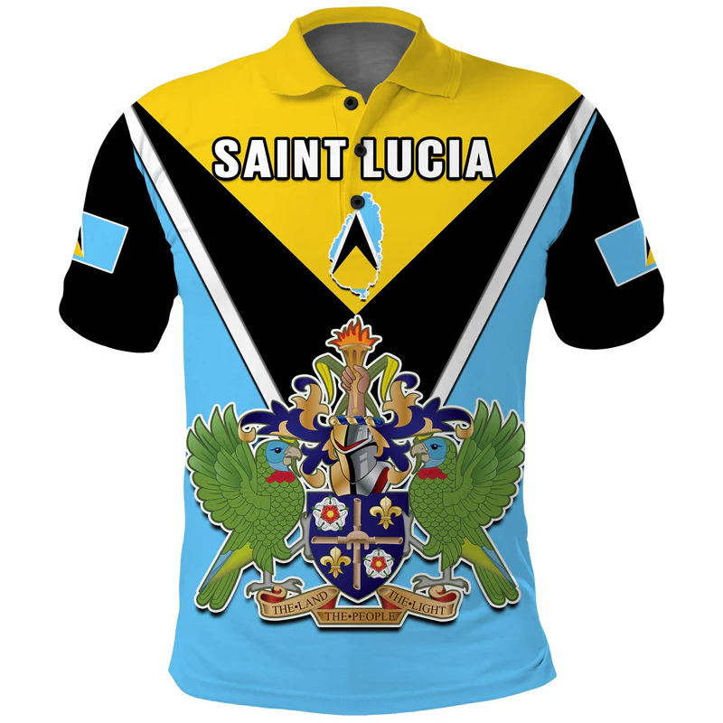 Custom Saint Lucia Polo Shirt Happy 44 Years Of Independence