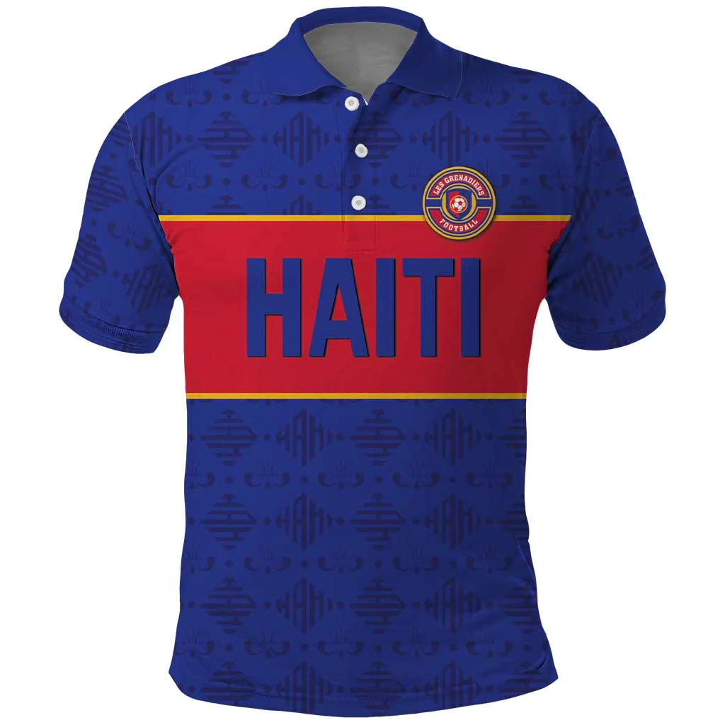 Custom Haiti Football Polo Shirt Le Rouge et Bleu Sporty Style