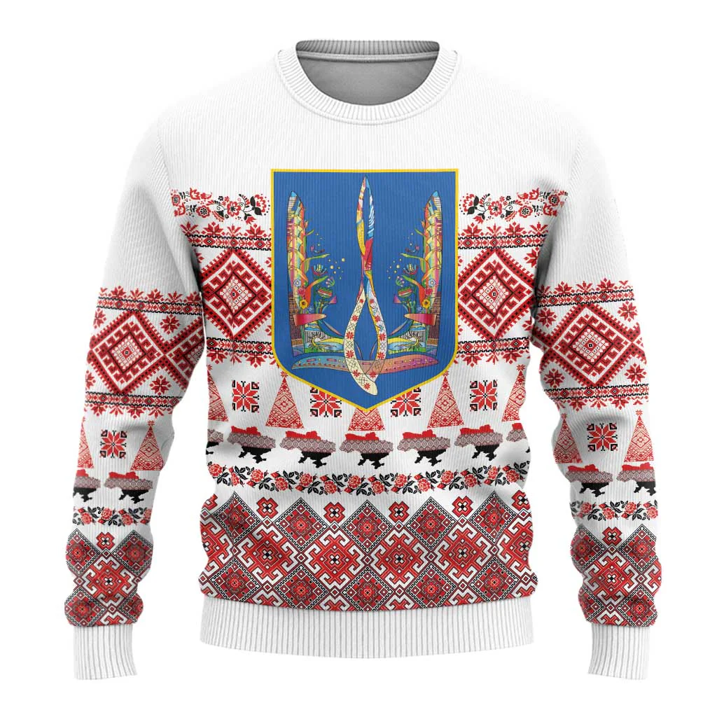 Ukraine Merry Christmas Ugly Christmas Sweater Ukraine Emblem and Vyshyvanka Xmas Style