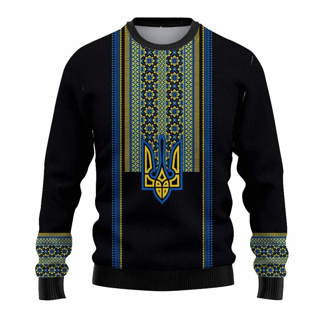 Ukraine Folk Patterns Knitted Sweatshirt Unity Day