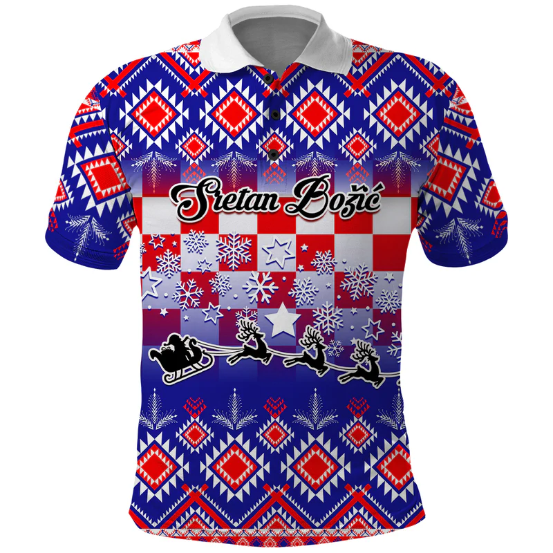 Custom Croatia Christmas Polo Shirt Sretan Bozic Croatian Embroidery Patterns