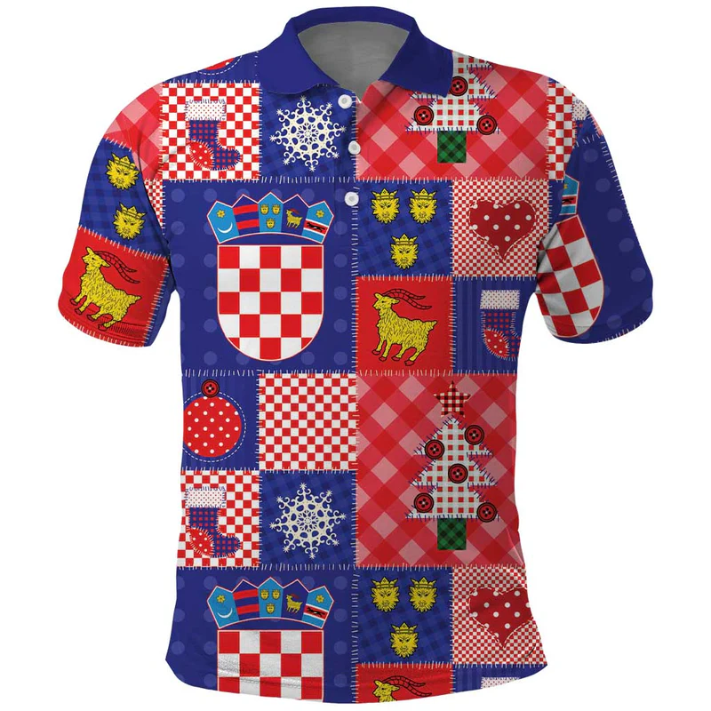 Croatia Christmas Patchwork Polo Shirt