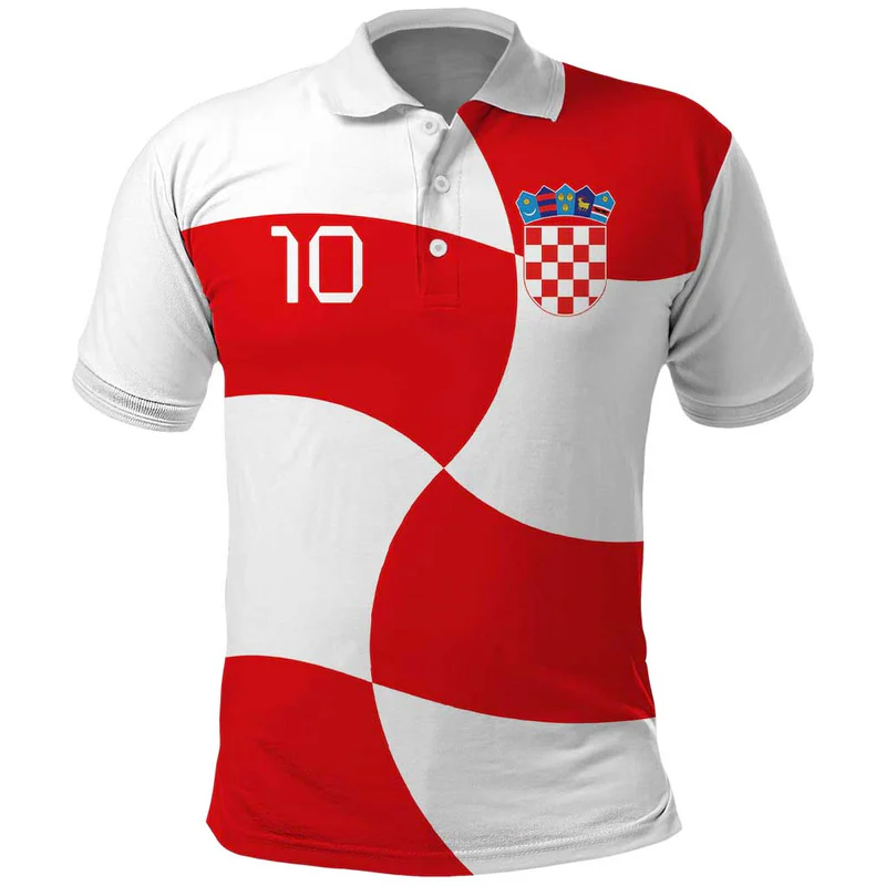 Custom Croatia National Football Polo Shirt Reds and Whites Checkered