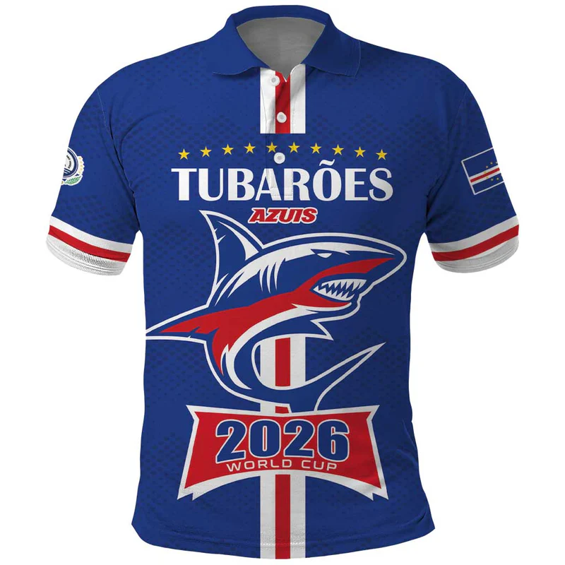 Custom Cape Verde 2026 Football Polo Shirt Blue Sharks WC Debut