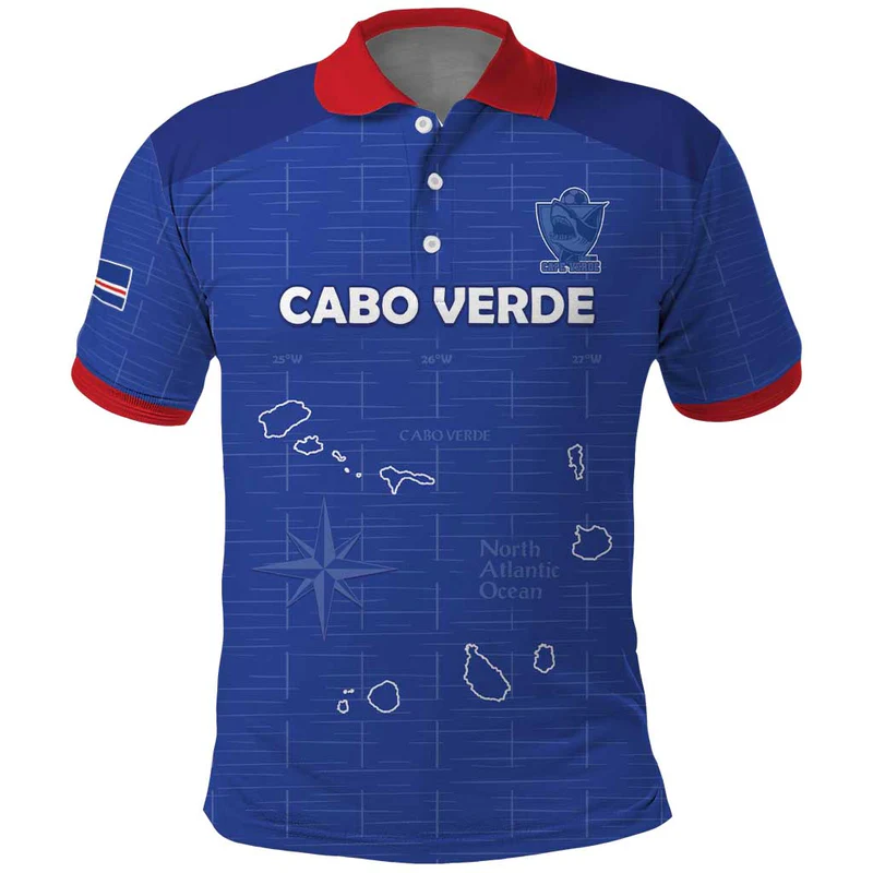 Custom Cape Verde Football Polo Shirt Come On Tubaroes Azuis – Blue