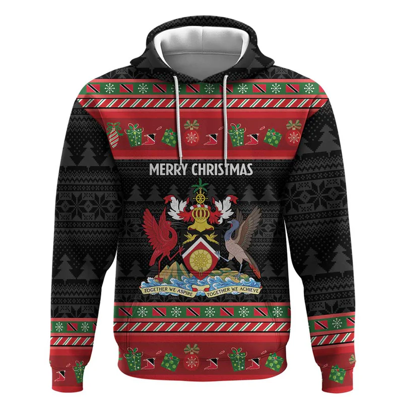 Trinidad And Tobago Christmas Hoodie Merry Xmas Coat Of Arms