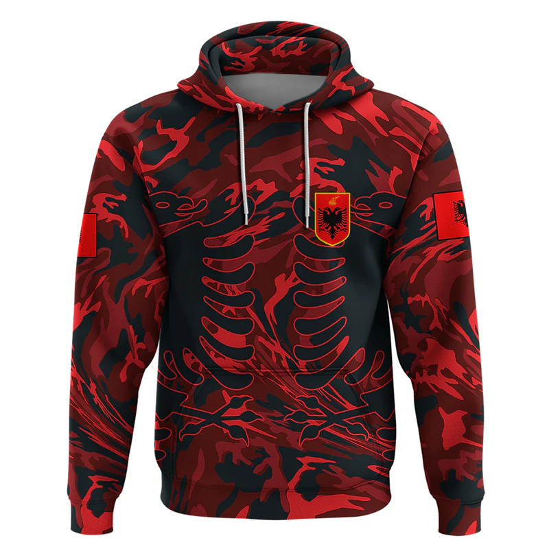 Personalised Albania Hoodie Albanian Golden Eagle Sport Version