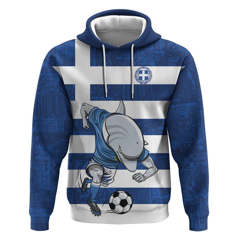 Greece Football Hoodie Dolphin Mascot Grunge Style