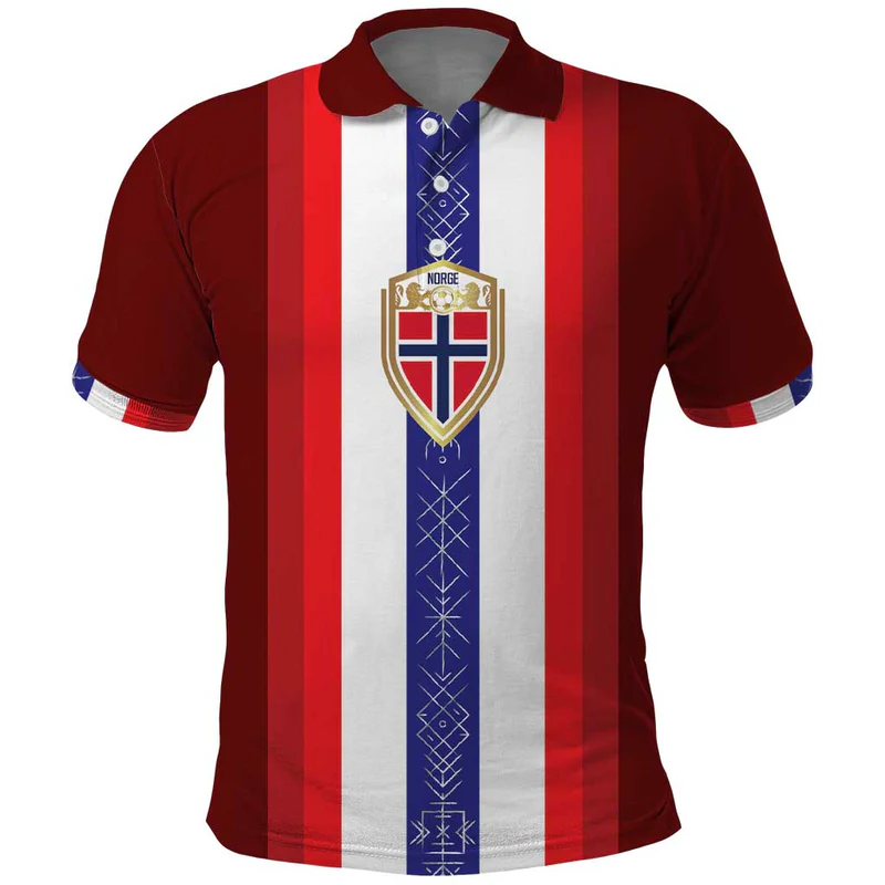 Custom Norway Football Polo Shirt Norwegian Stripes-Viking Style