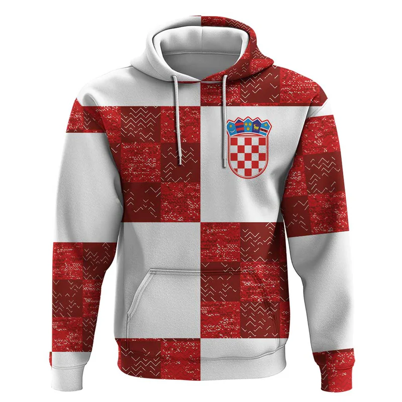 Custom Croatia Football Hoodie Checkered Ones Sport Grunge Style