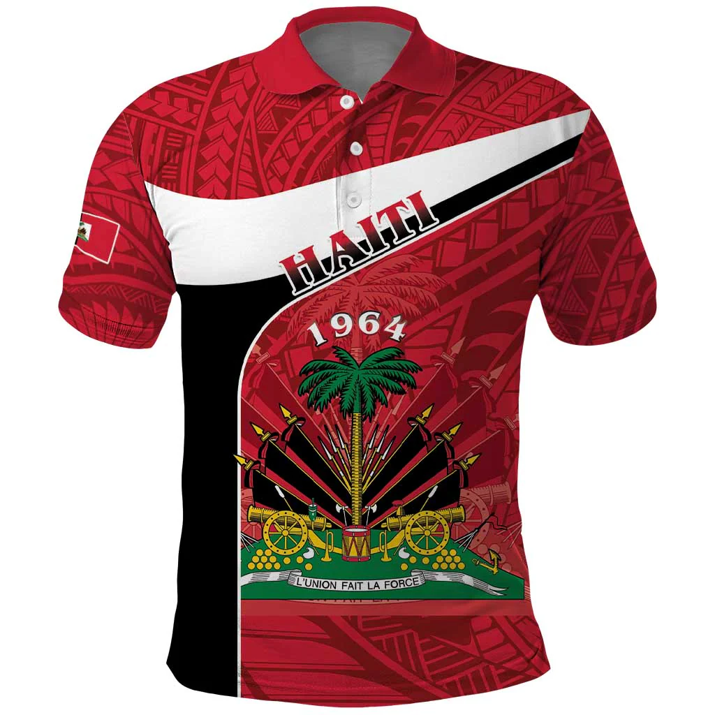 Personalized Haiti Polo Shirt Flag 1964 Coat Of Arms – Polynesian Style