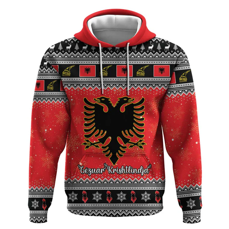 Albania Christmas Hoodie Albanian Eagle Gezuar Krishtlindja