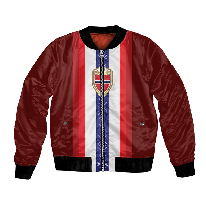 Custom Norway Football Bomber Jacket Norwegian Stripes-Viking Style