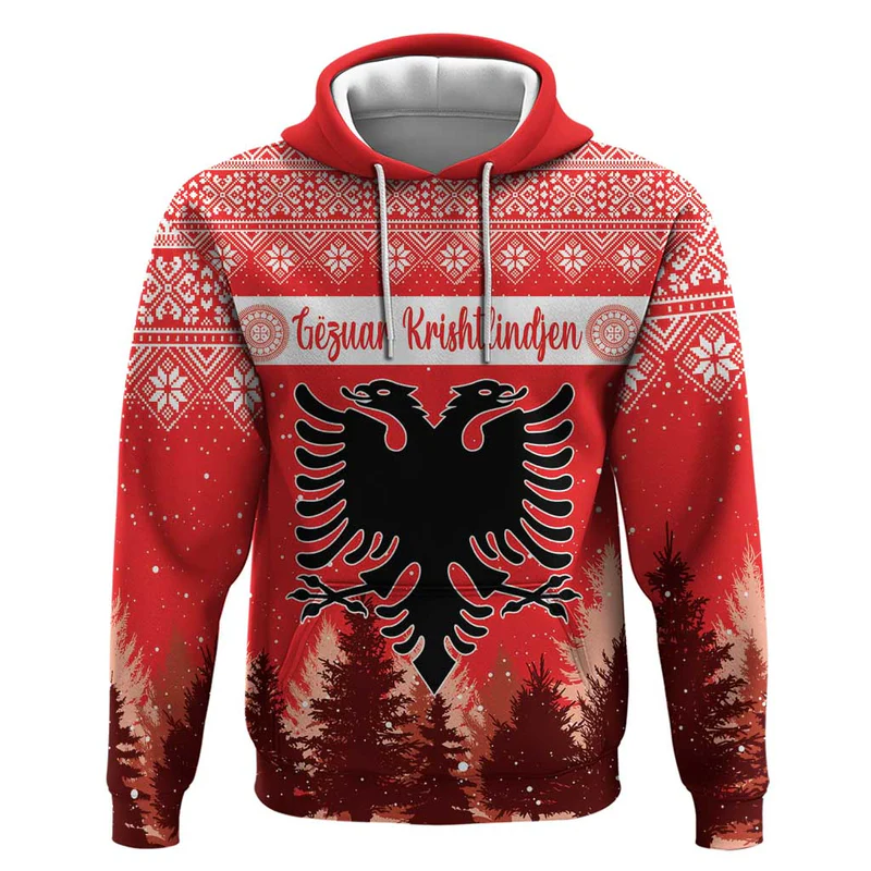 Personalized Albania Christmas Hoodie The Double-headed Eagle Christmas Pattern