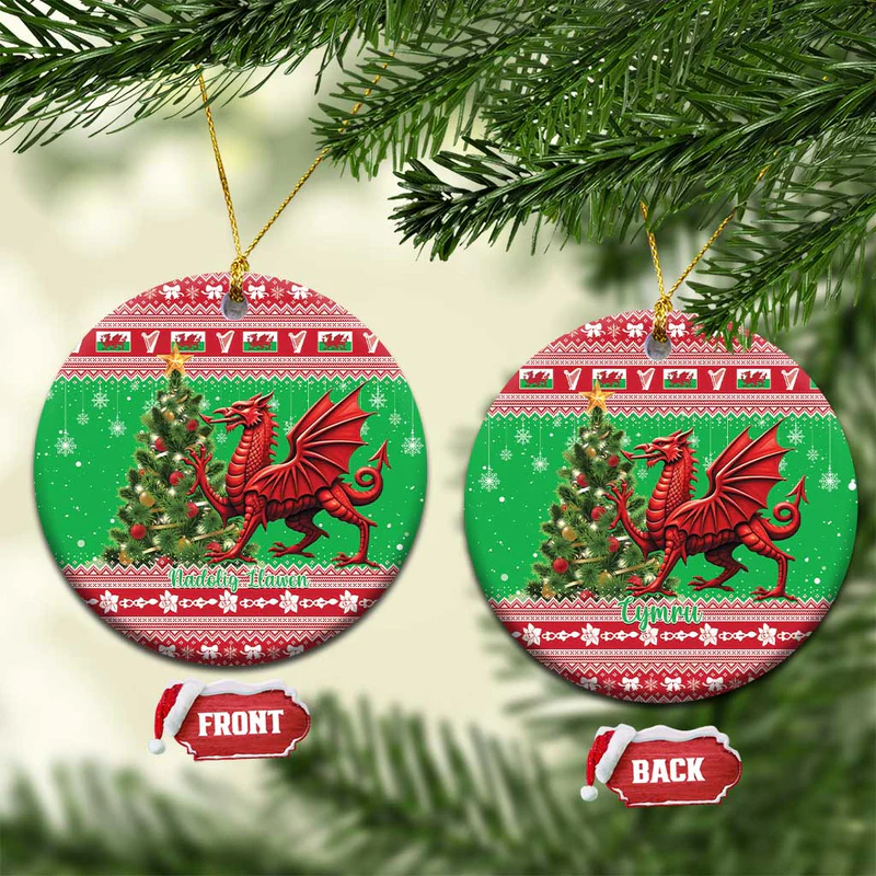 Wales Christmas Ceramic Ornament Welsh Dragon Nadolig Llawen