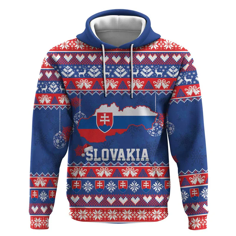 Slovakia Christmas Hoodie Slovakian Double Cross Map