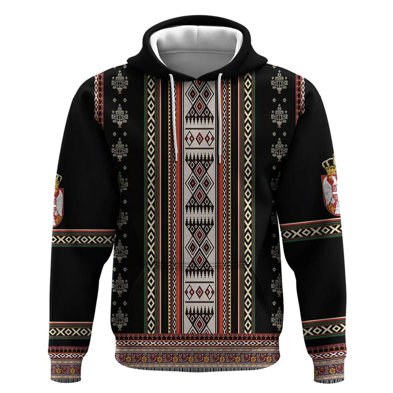 Serbia Folk Pattern Hoodie God of Justice
