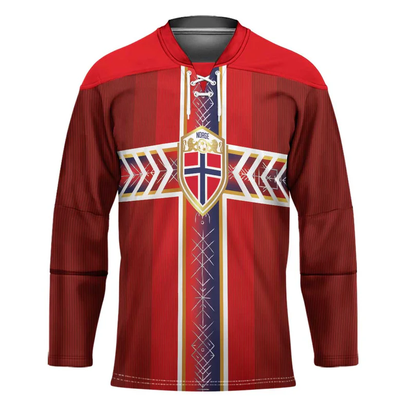 Custom Norway National Football Hockey Jersey Vikings Heritage Sporty Style
