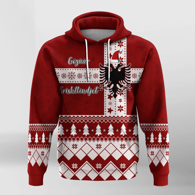 Albanian Eagle Simple Style Christmas Pattern Hoodie