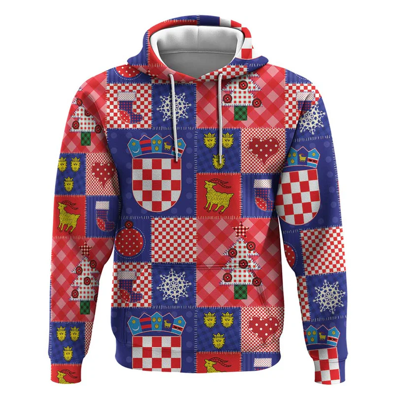Croatia Christmas Patchwork Hoodie