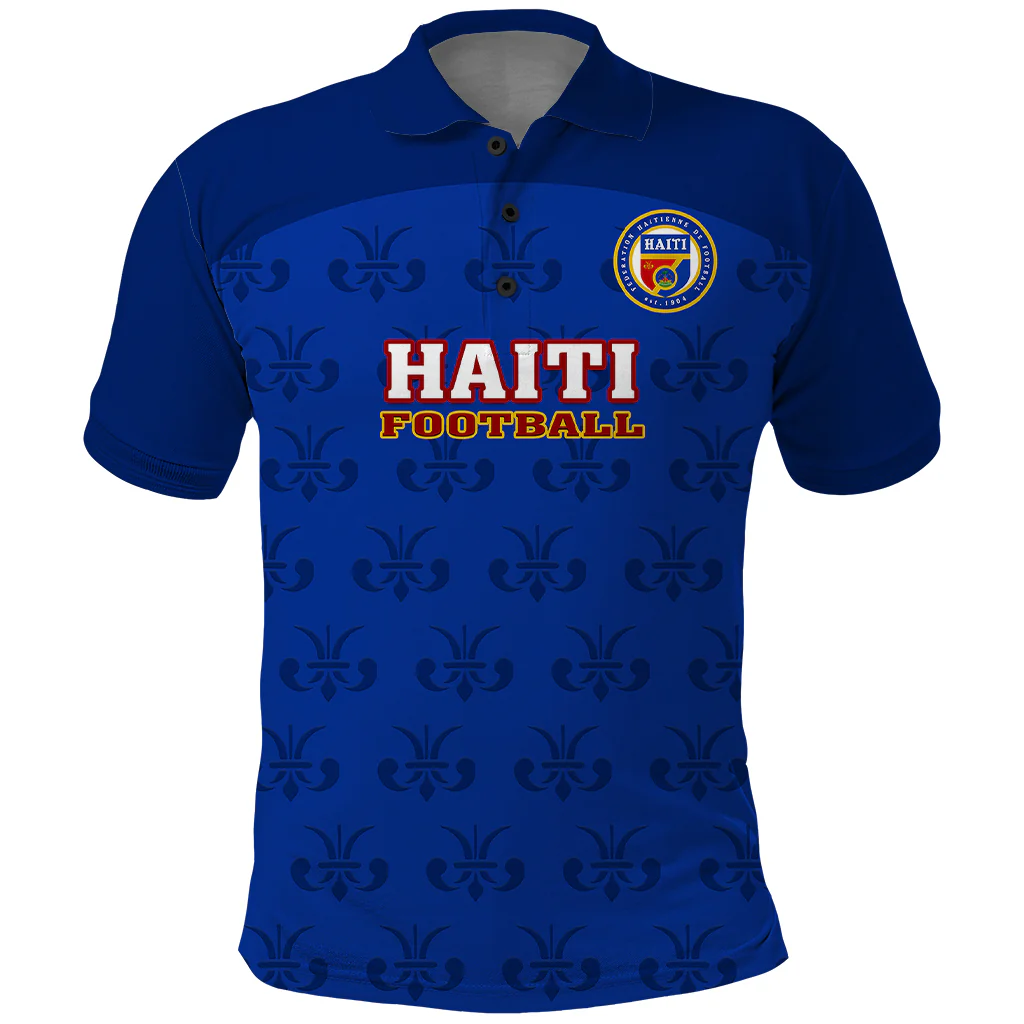 Custom Haiti Football Polo Shirt Les Grenadieres World Cup Blue Version