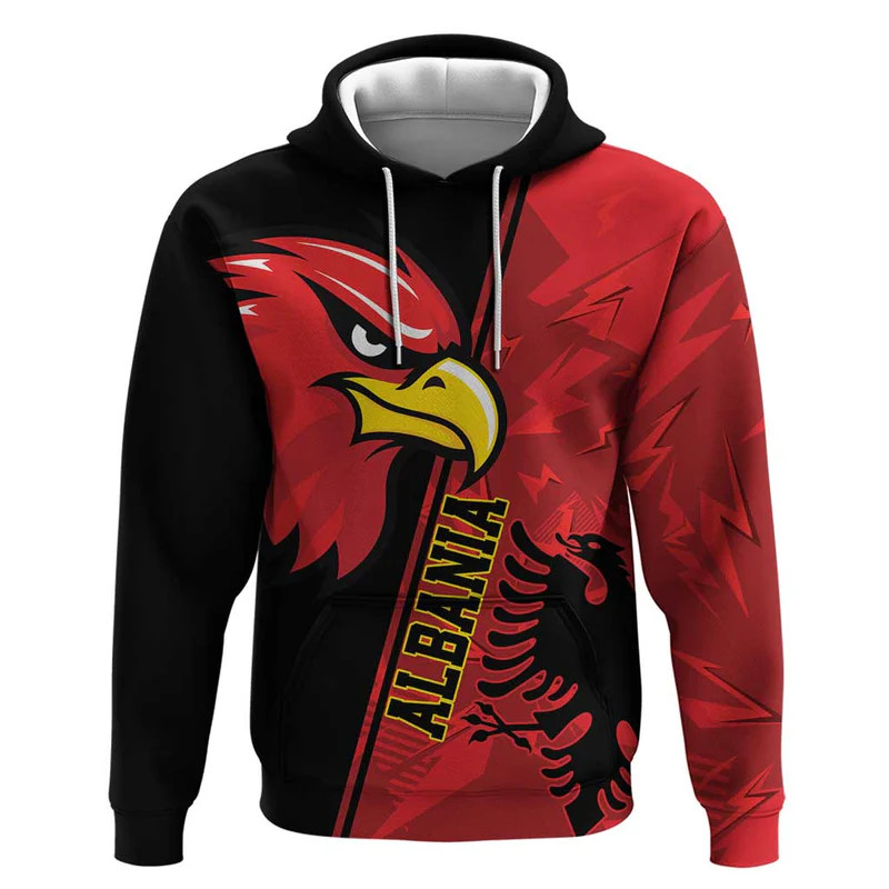 Albania Eagle Hoodie National Emblem Grunge Pattern