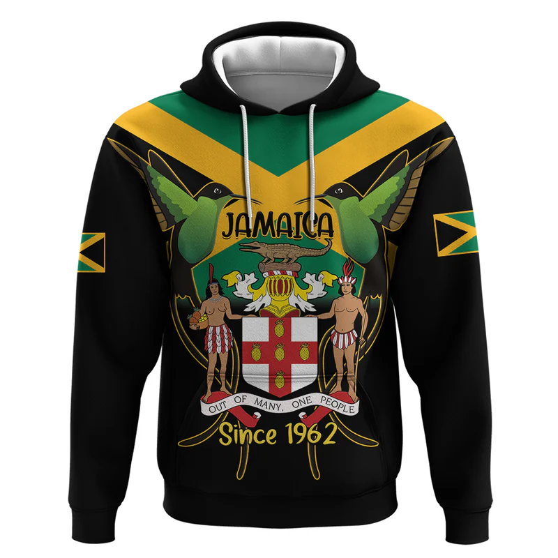 Jamaica Independence Day Hoodie Jumieka Coat Of Arms Mix Hummingbird